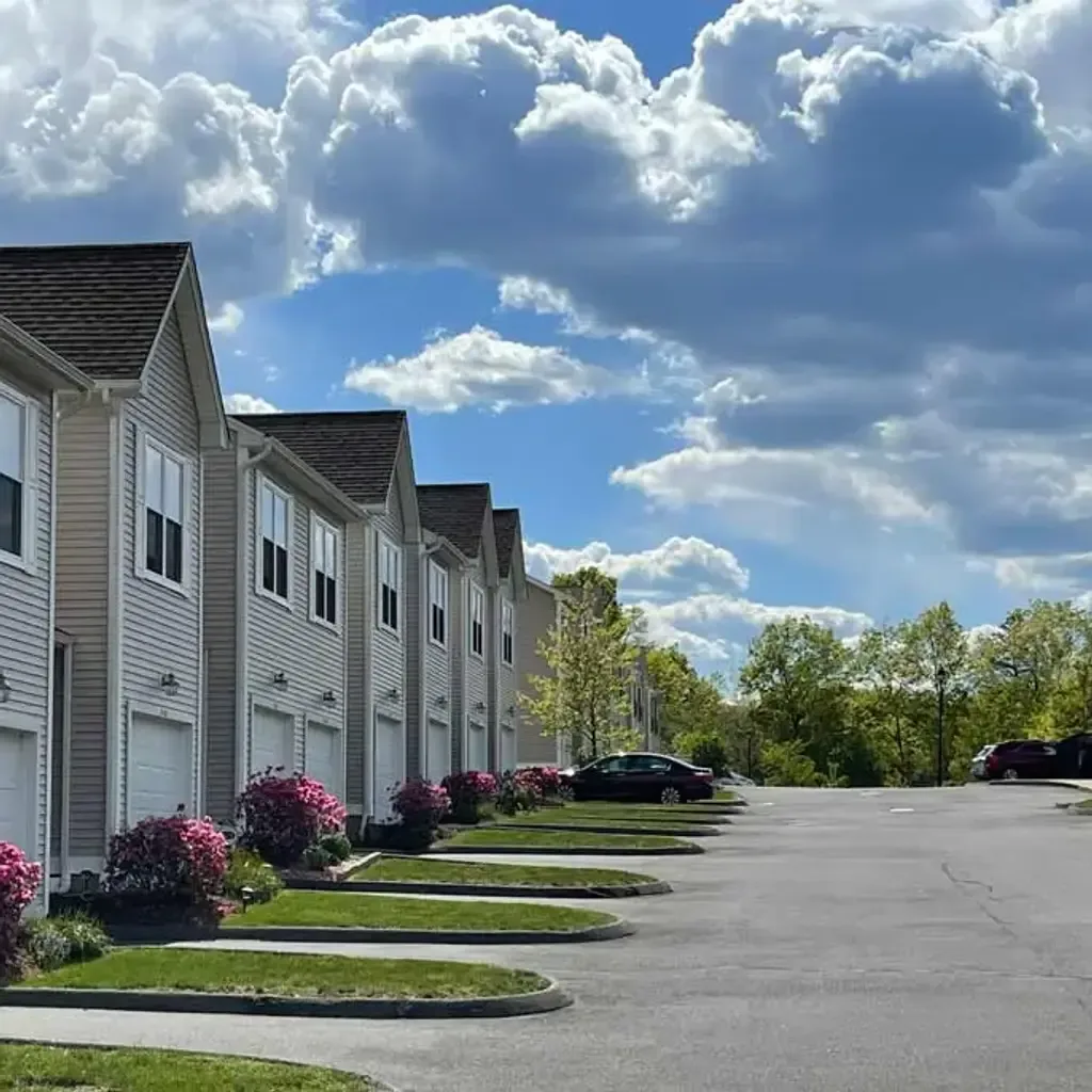 A row of Connecticut townhouse condominiums managed by Precision Management